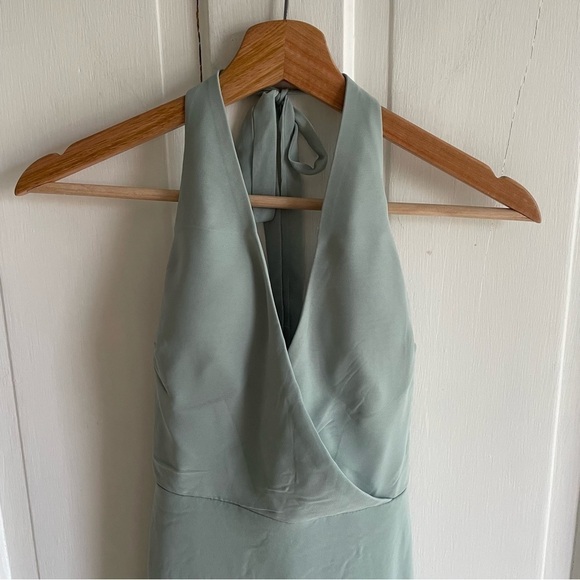 Birdy Grey NWT Moni Convertible Halter Back Chiffon Bridesmaid Dress Green XS - Picture 10 of 12